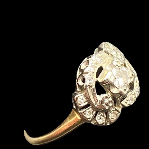 Antique 14kt gold Art Deco diamond ring appraisal included 6.75 - Picture 7 of 16
